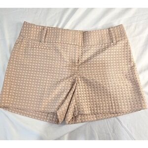 NWT Ann Taylor Loft Marisa Polka Dot Jacquard Shorts Peach Tan Size 0  4" Inseam